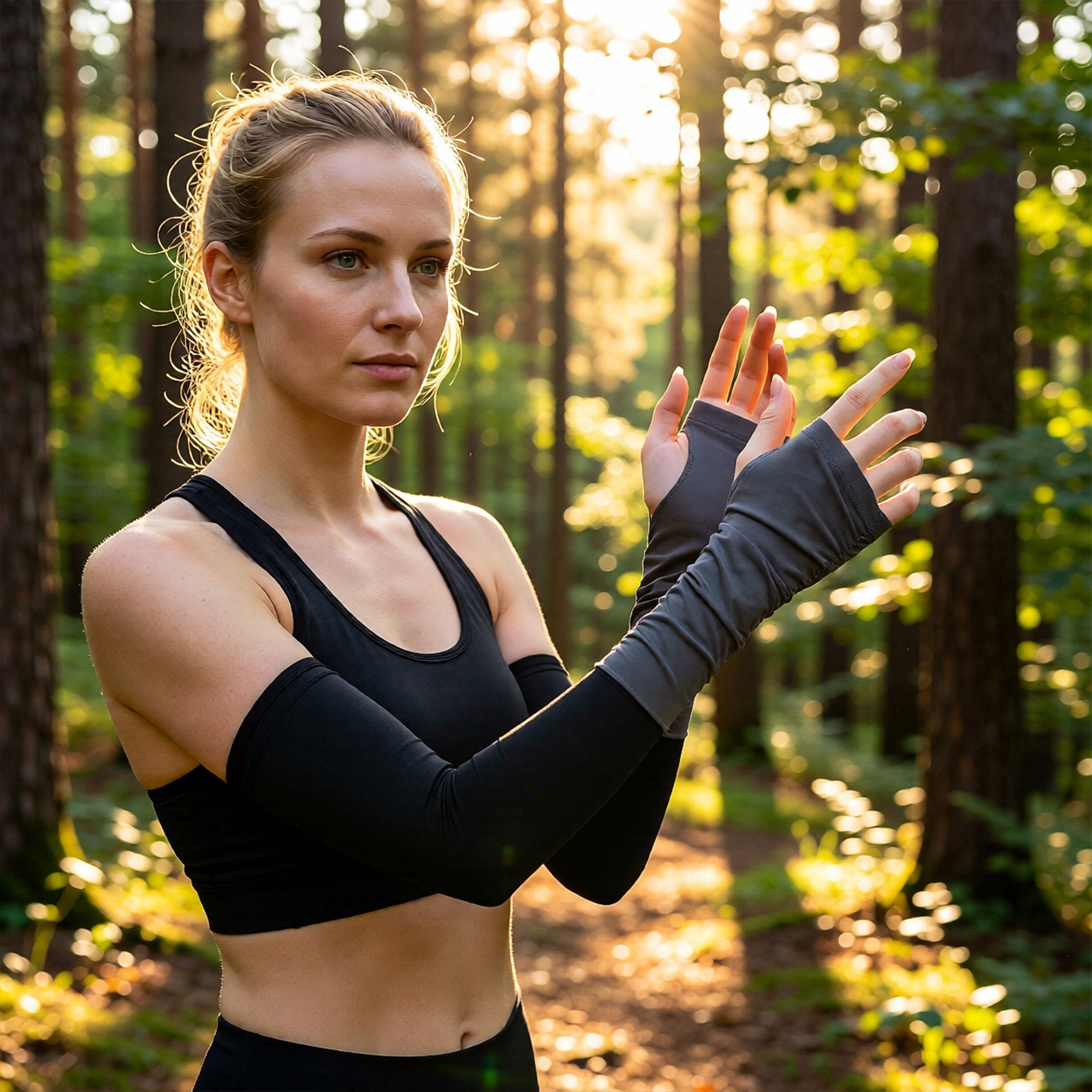Anna-Kaci Womens UV Protection Arm Sleeves Breathable Cooling Stretch Sun Sleeves for Outdoor Activities