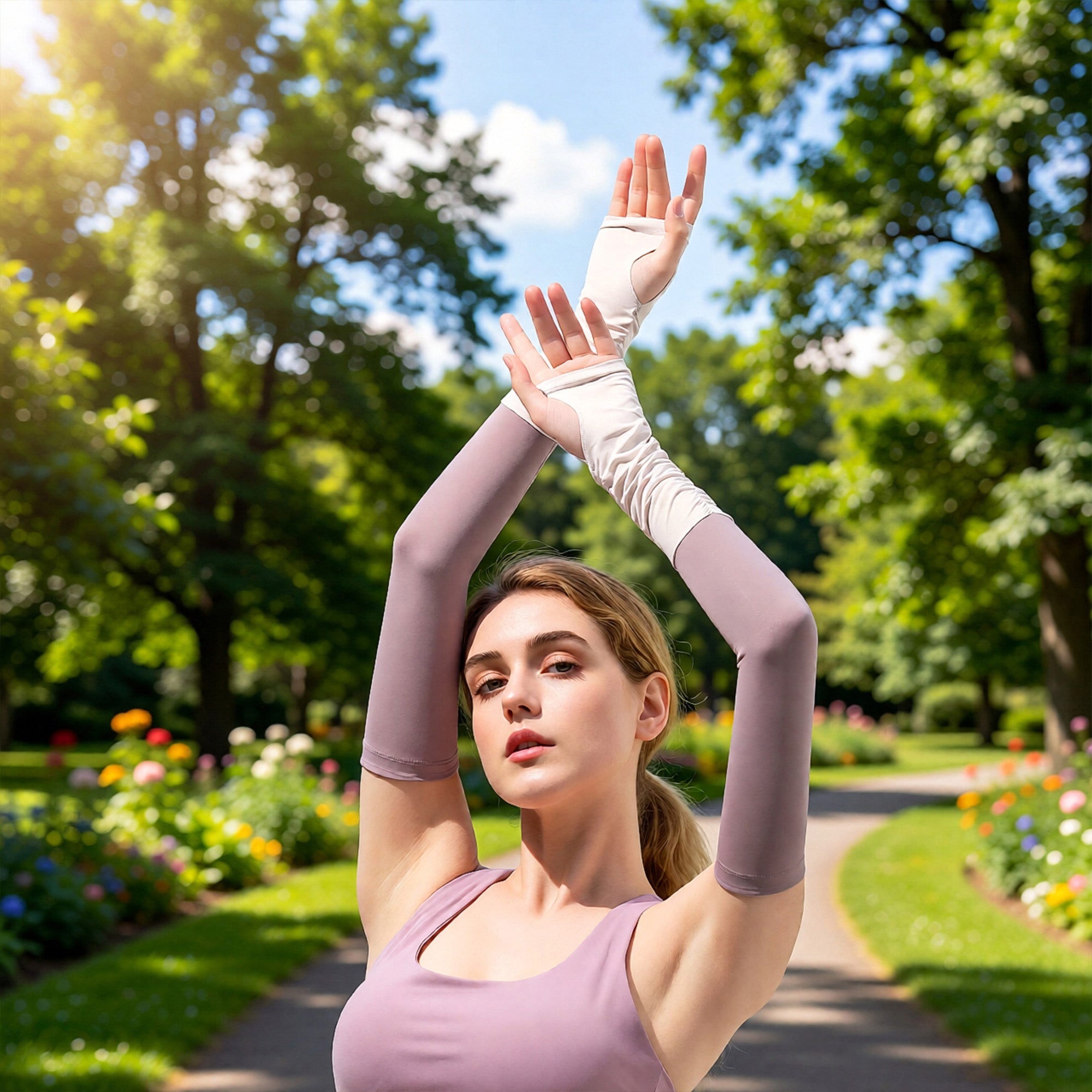 Anna-Kaci Womens UV Protection Arm Sleeves Breathable Cooling Stretch Sun Sleeves for Outdoor Activities
