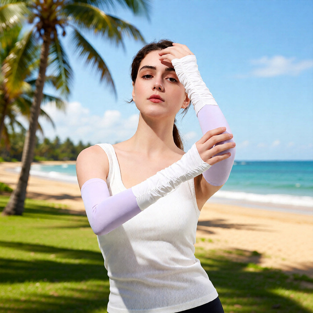Anna-Kaci Womens UV Protection Arm Sleeves Breathable Cooling Stretch Sun Sleeves for Outdoor Activities