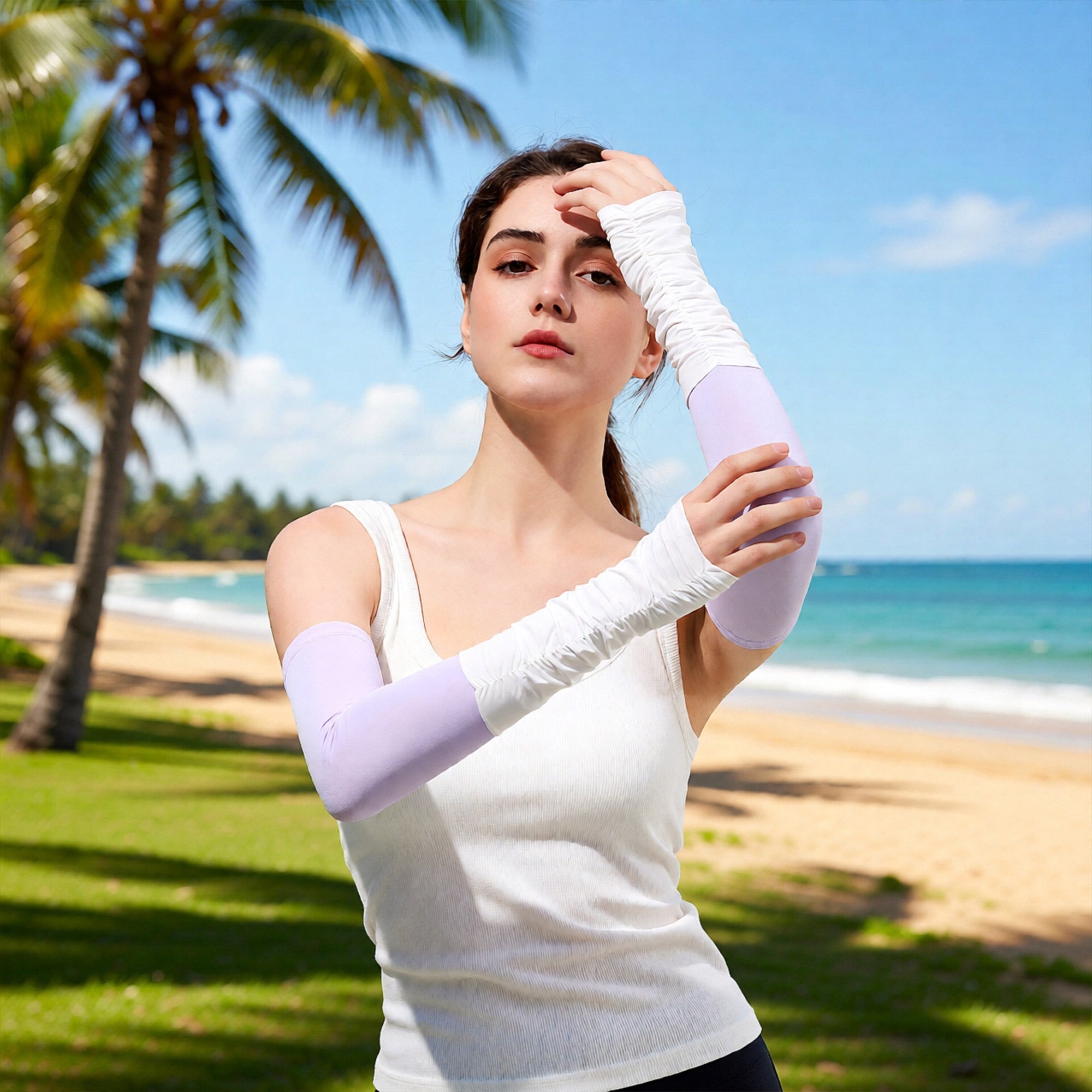 Anna-Kaci Womens UV Protection Arm Sleeves Breathable Cooling Stretch Sun Sleeves for Outdoor Activities