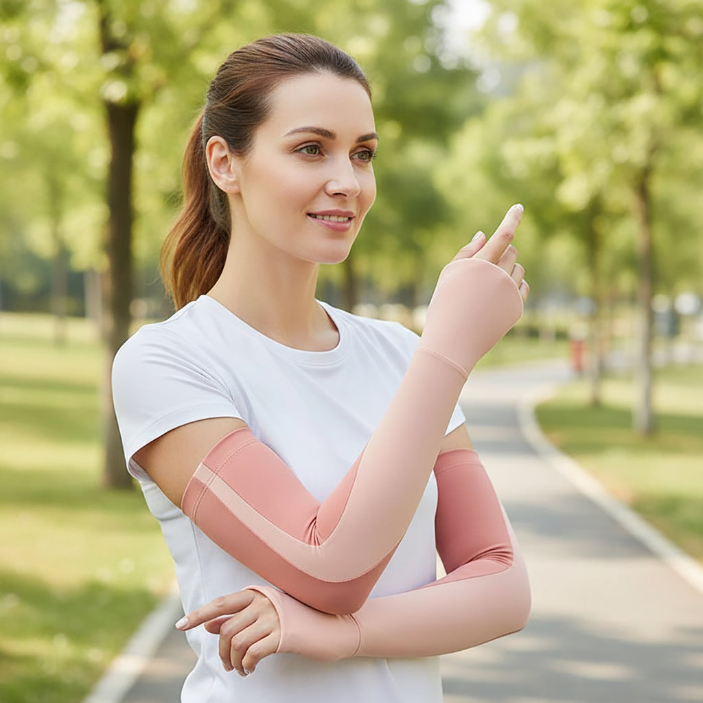 Anna-Kaci Womens Arm Sleeves Lightweight Stretch Cooling Sun Sleeves for Outdoor Driving Running Cycling