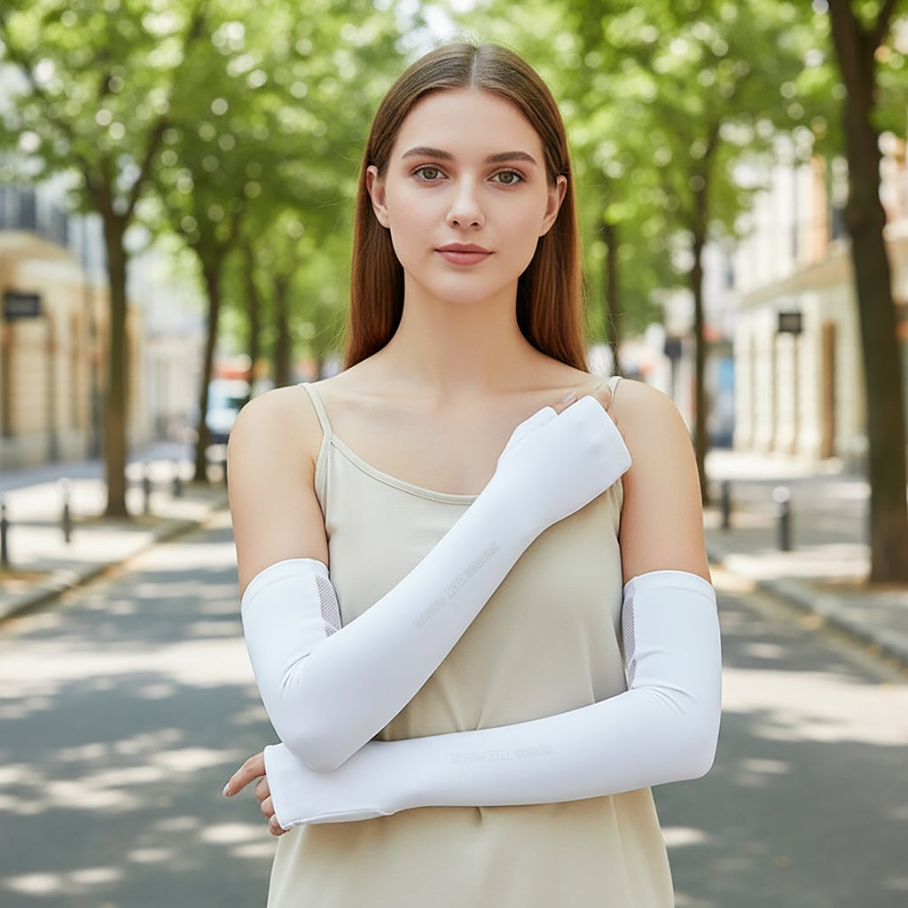 Anna-Kaci Womens Arm Sleeves Mesh Breathable Lightweight Cooling Sun Sleeves for Driving Running Cycling