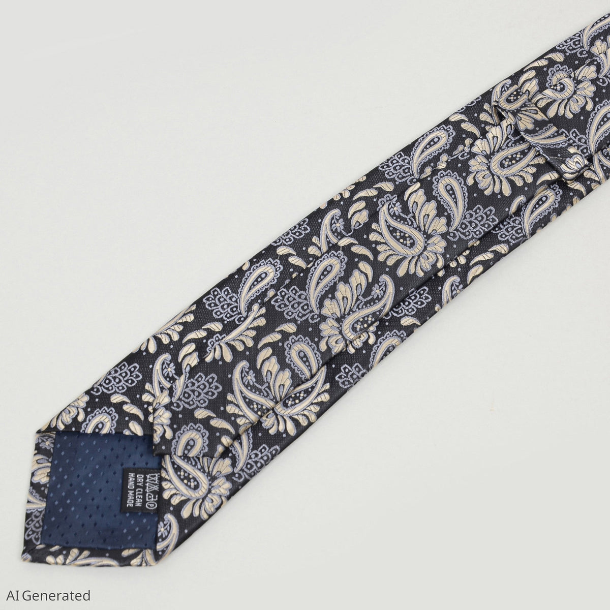 Men's Paisley Floral Tie Gift Set with Matching Pocket Square Cufflinks and Silver Tie Clip