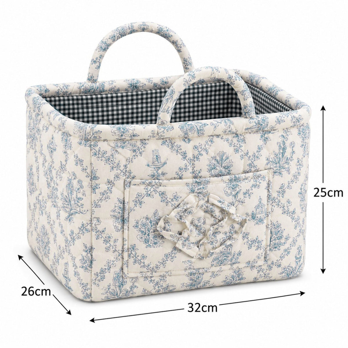 Quilted Floral Storage Caddy with Handles for Dorm Bathroom Vanity and Laundry Room