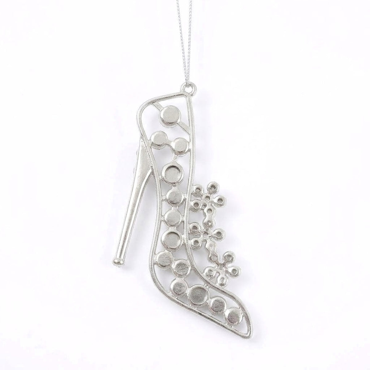 Silver Rhinestone Christmas Tree Ornament – High Heel Shoe or Snowman Hanging Decoration