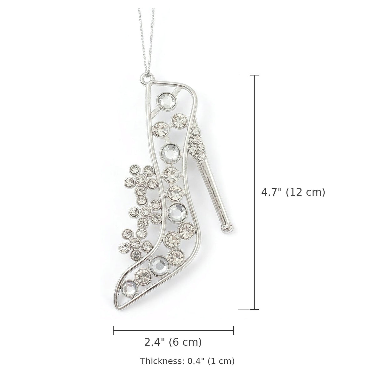 Silver Rhinestone Christmas Tree Ornament – High Heel Shoe or Snowman Hanging Decoration