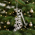 Silver Rhinestone Christmas Tree Ornament – High Heel Shoe or Snowman Hanging Decoration