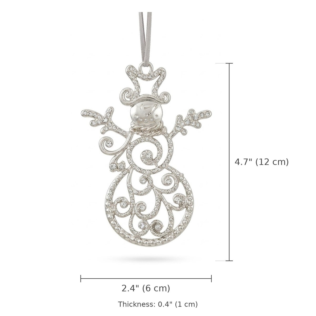 Silver Rhinestone Christmas Tree Ornament – High Heel Shoe or Snowman Hanging Decoration