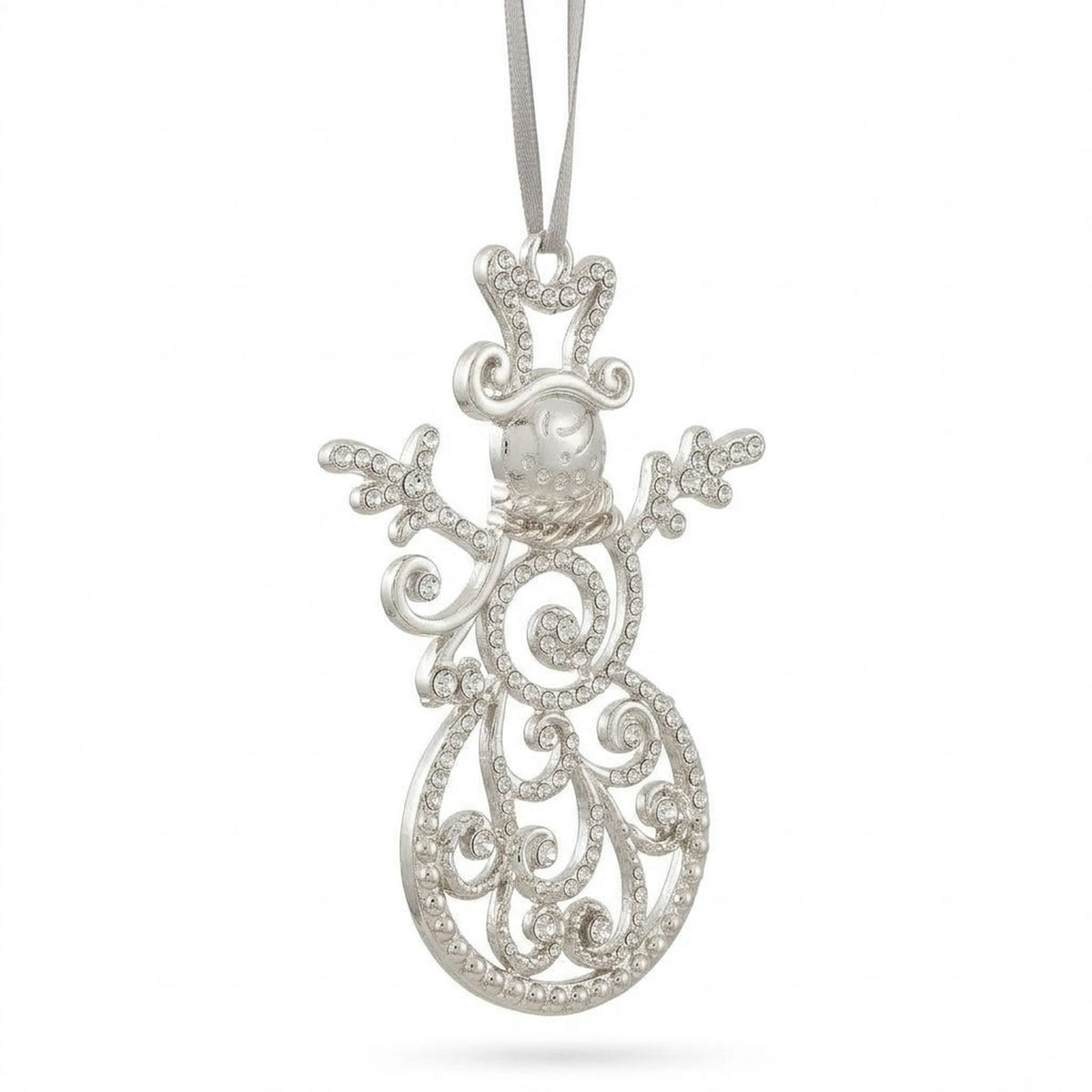 Silver Rhinestone Christmas Tree Ornament – High Heel Shoe or Snowman Hanging Decoration