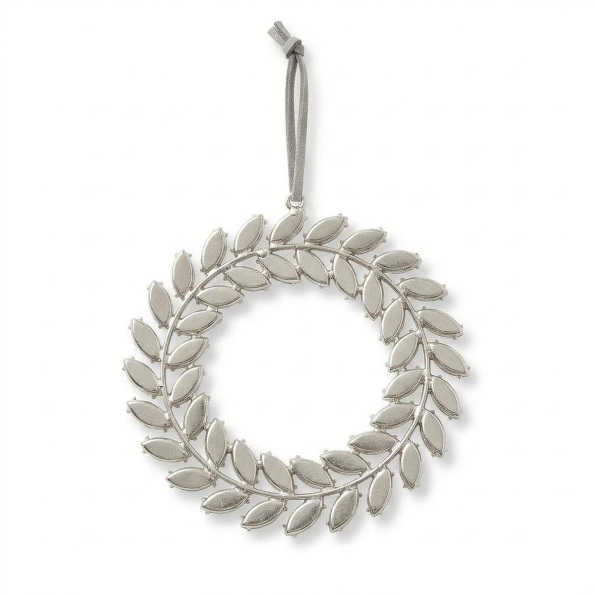 Silver Rhinestone Wreath Christmas Ornament – Crystal Cluster or Laurel Hanging Decoration