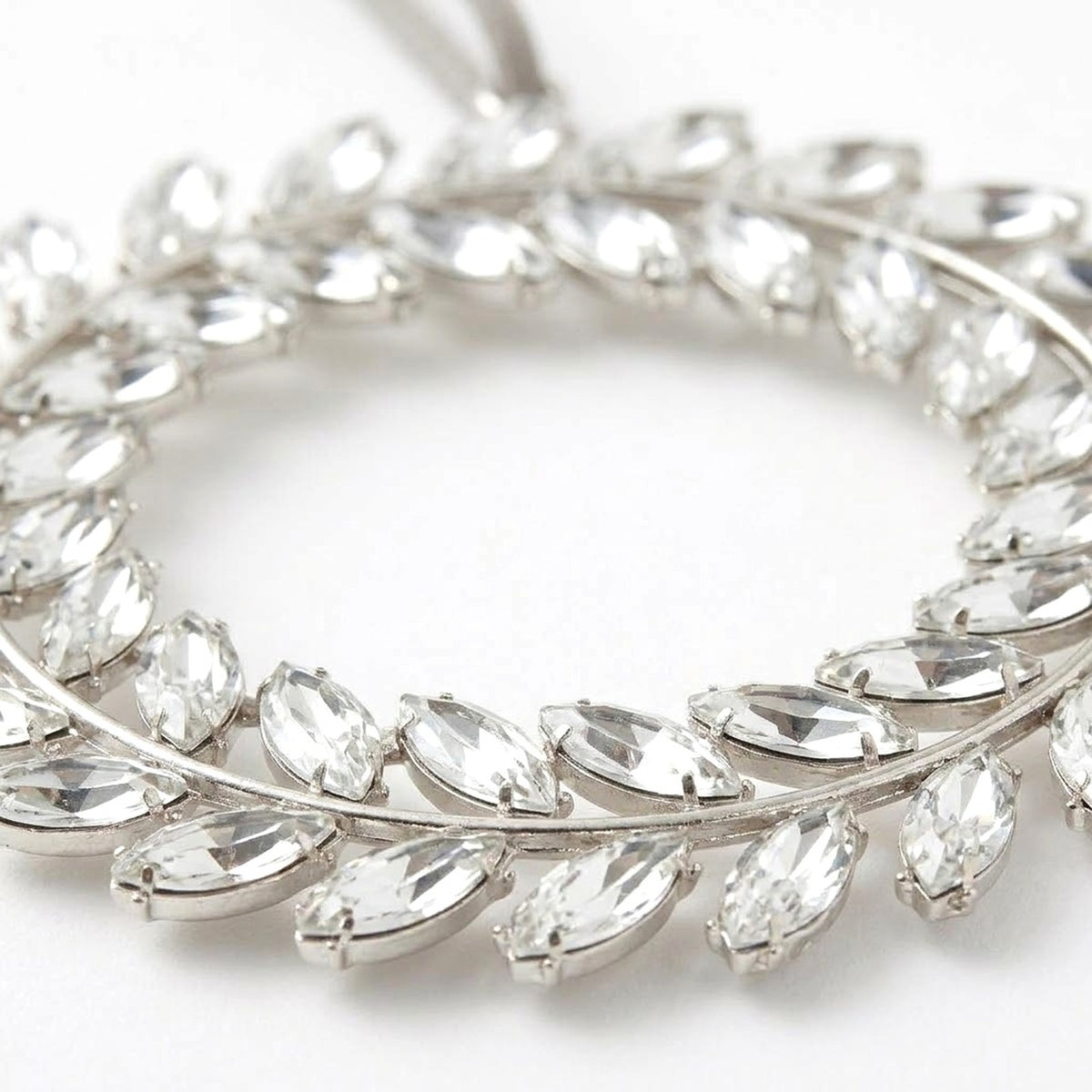 Silver Rhinestone Wreath Christmas Ornament – Crystal Cluster or Laurel Hanging Decoration