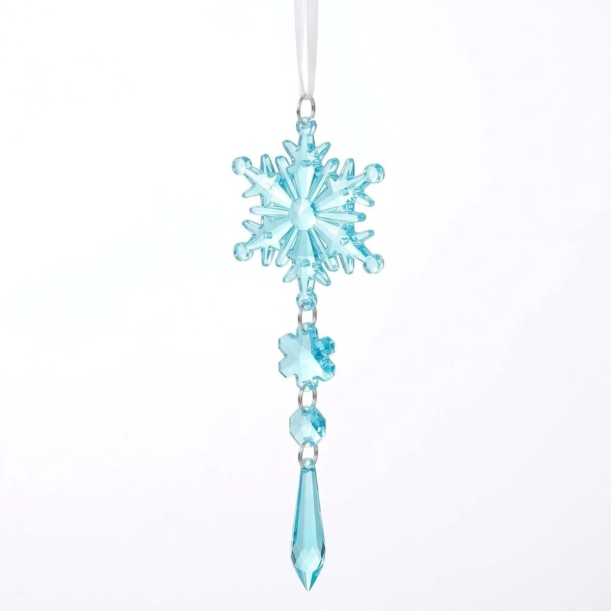 18-Piece Crystal Snowflake & Icicle Christmas Ornament Set – Acrylic Hanging Tree Decorations