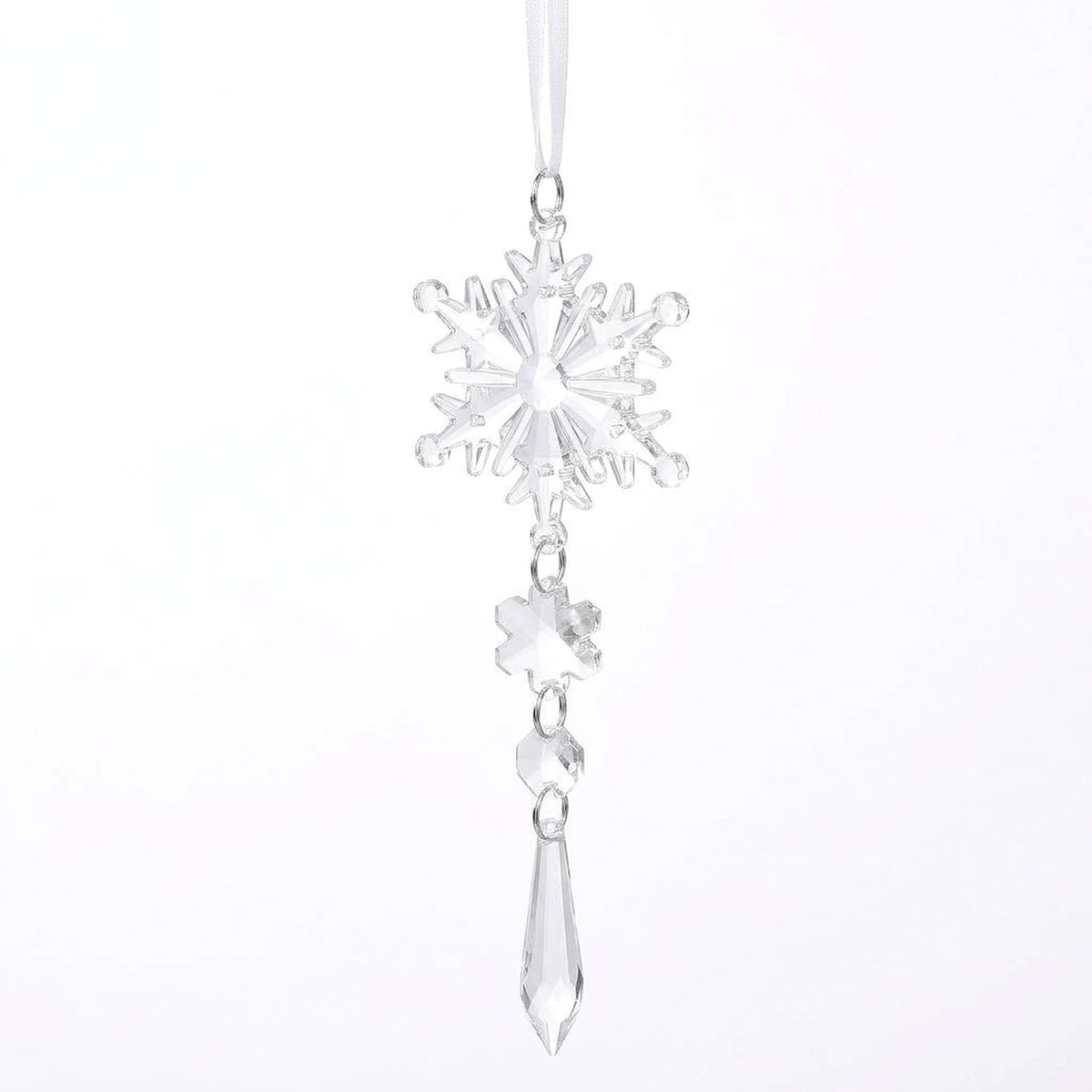 18-Piece Crystal Snowflake & Icicle Christmas Ornament Set – Acrylic Hanging Tree Decorations