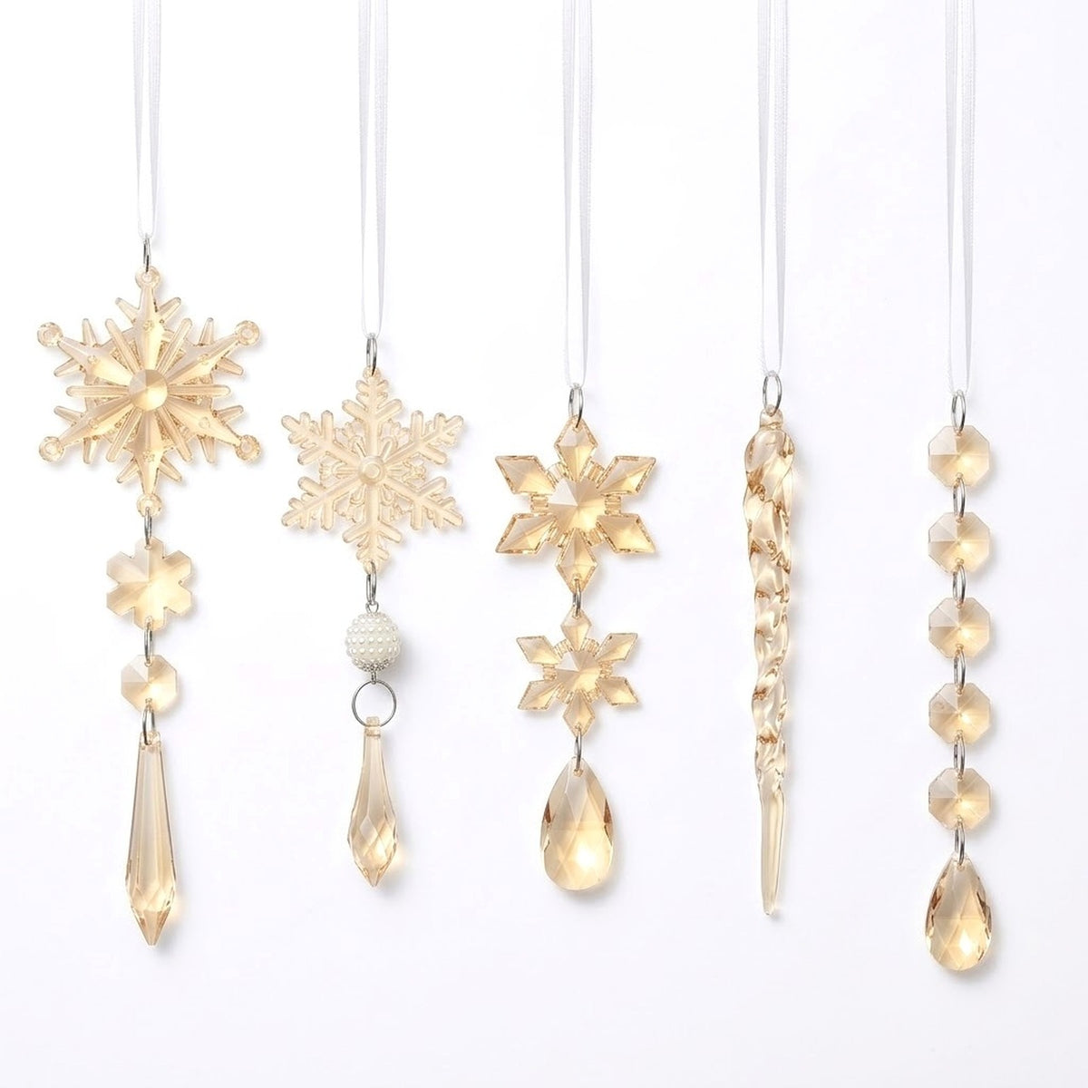 18-Piece Crystal Snowflake & Icicle Christmas Ornament Set – Acrylic Hanging Tree Decorations