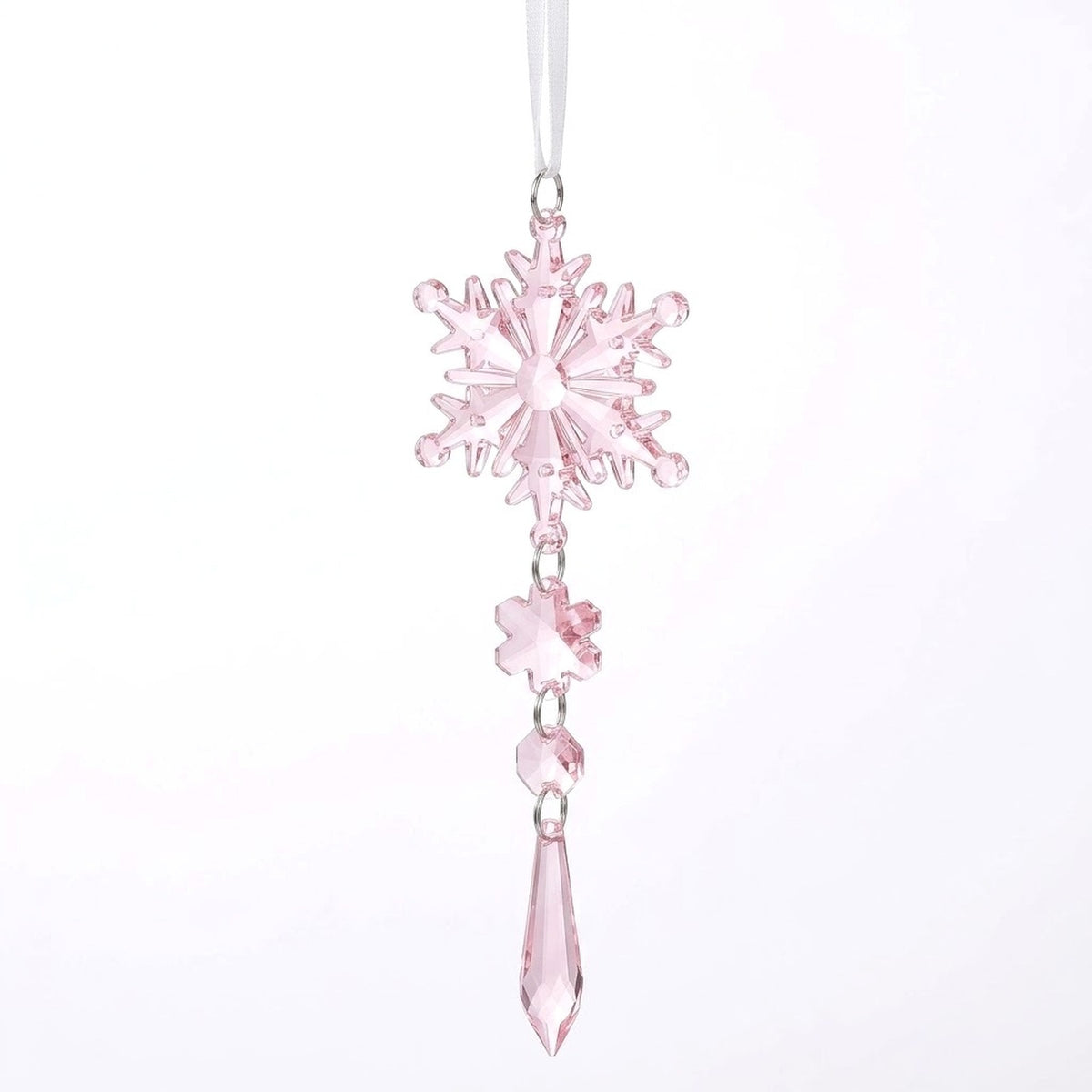 18-Piece Crystal Snowflake & Icicle Christmas Ornament Set – Acrylic Hanging Tree Decorations