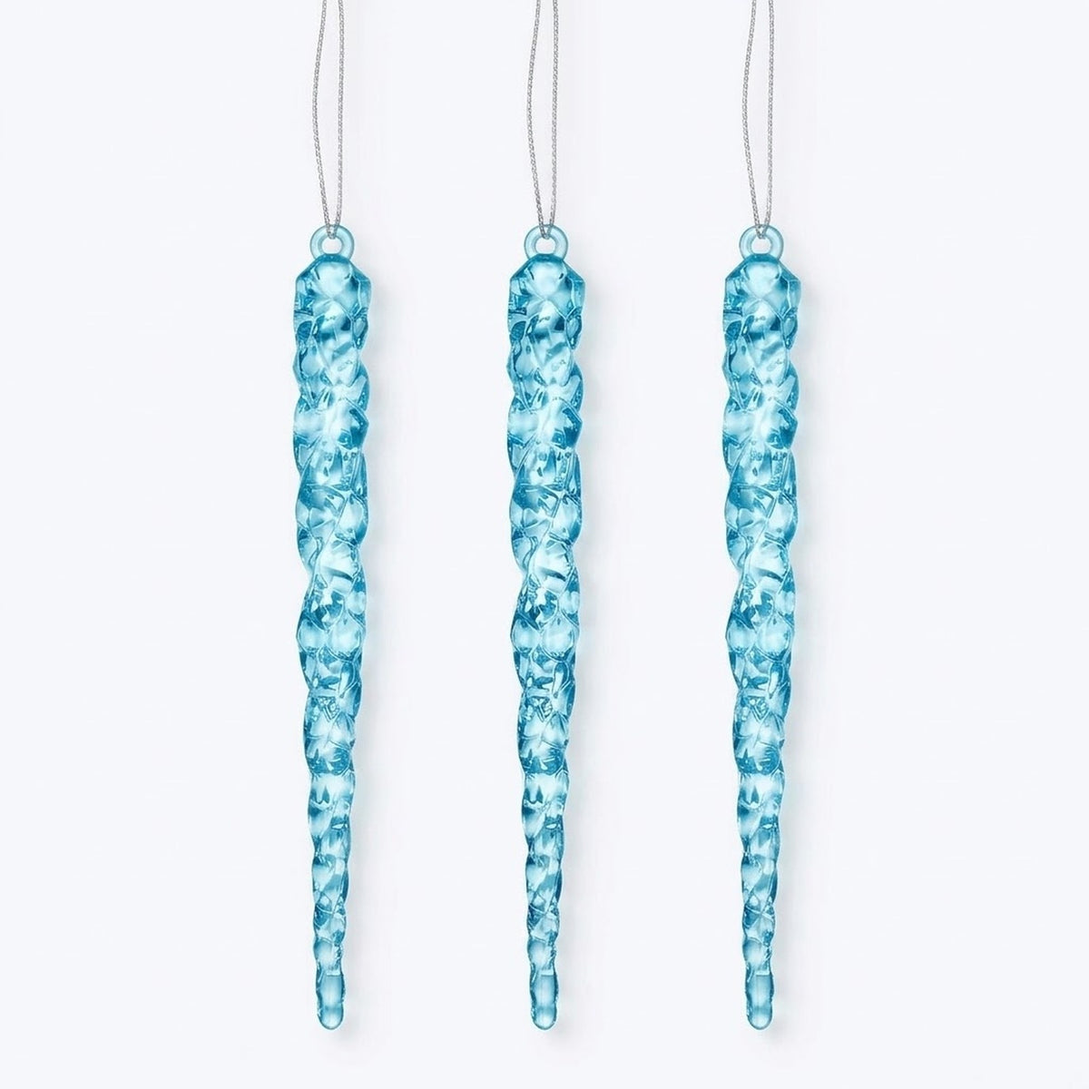 12-Piece Acrylic Icicle Christmas Ornaments – Twisted Crystal-Look Hanging Tree Decorations