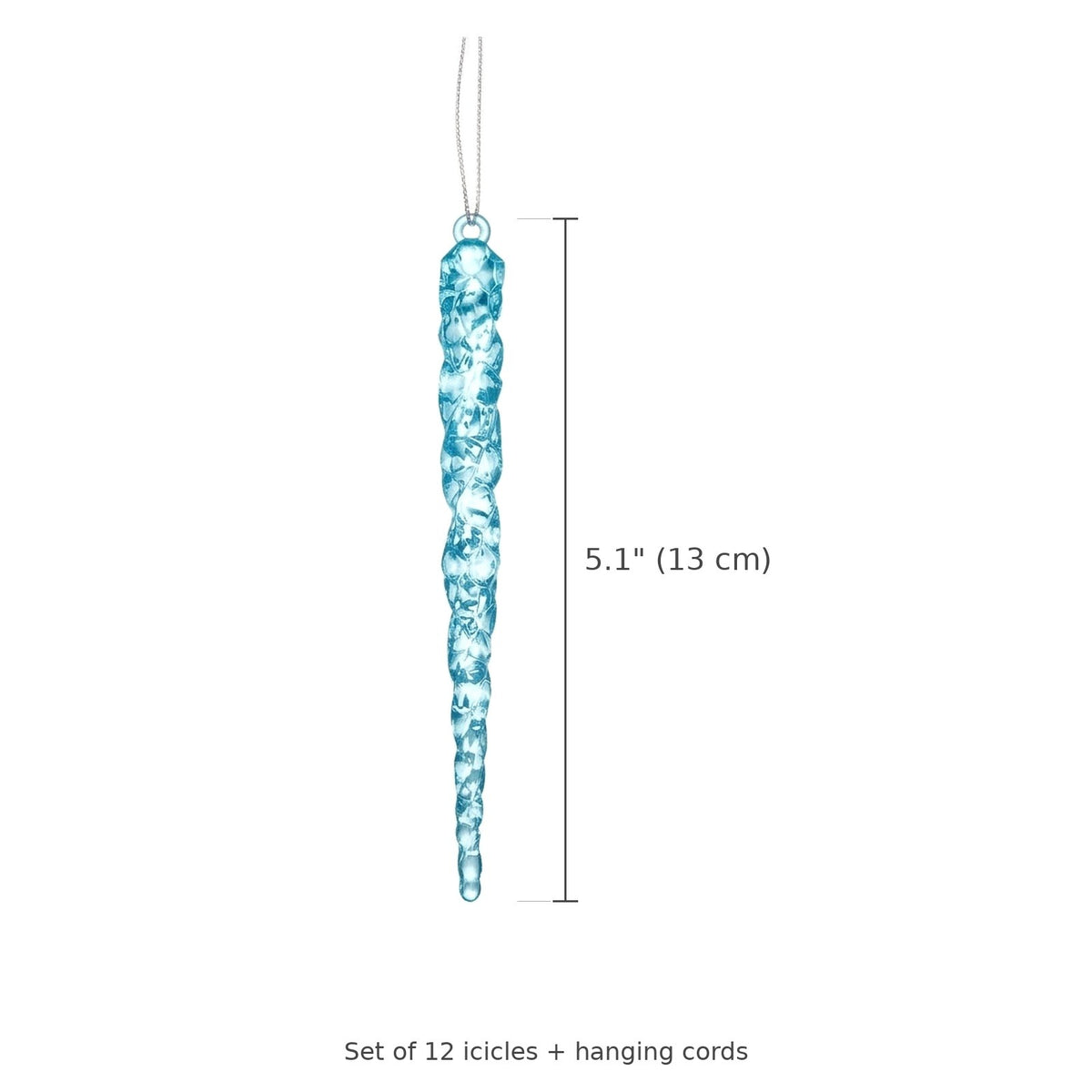 12-Piece Acrylic Icicle Christmas Ornaments – Twisted Crystal-Look Hanging Tree Decorations