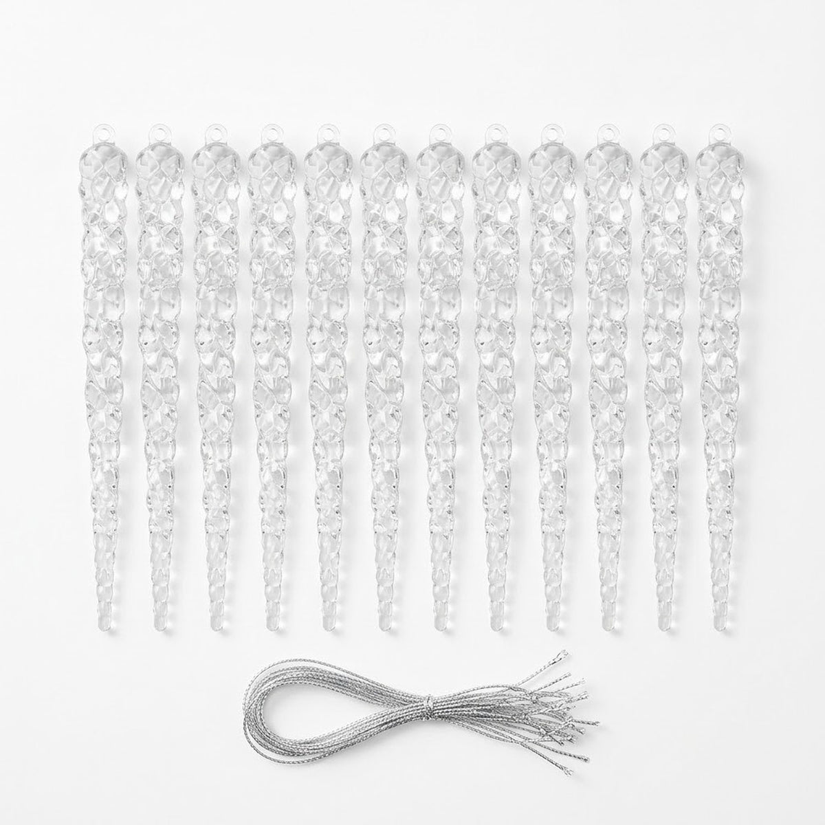 12-Piece Acrylic Icicle Christmas Ornaments – Twisted Crystal-Look Hanging Tree Decorations