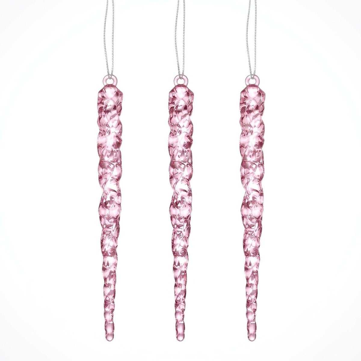 12-Piece Acrylic Icicle Christmas Ornaments – Twisted Crystal-Look Hanging Tree Decorations