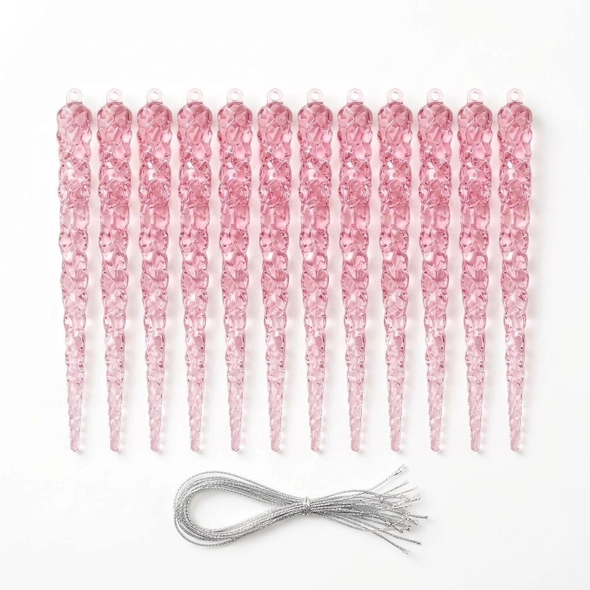 12-Piece Acrylic Icicle Christmas Ornaments – Twisted Crystal-Look Hanging Tree Decorations