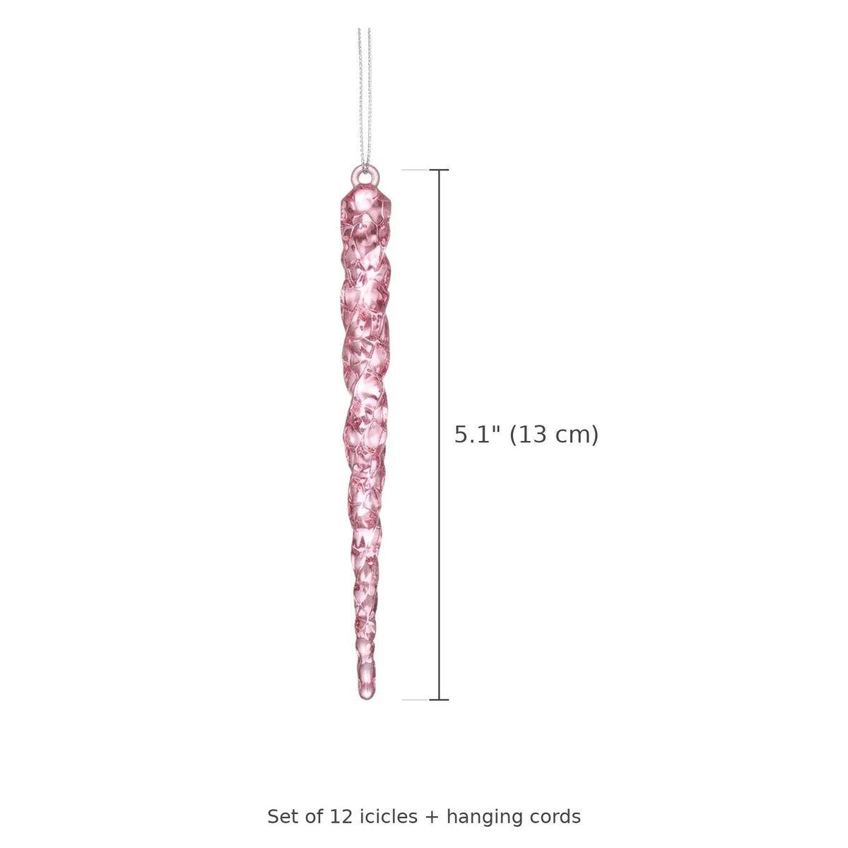 12-Piece Acrylic Icicle Christmas Ornaments – Twisted Crystal-Look Hanging Tree Decorations