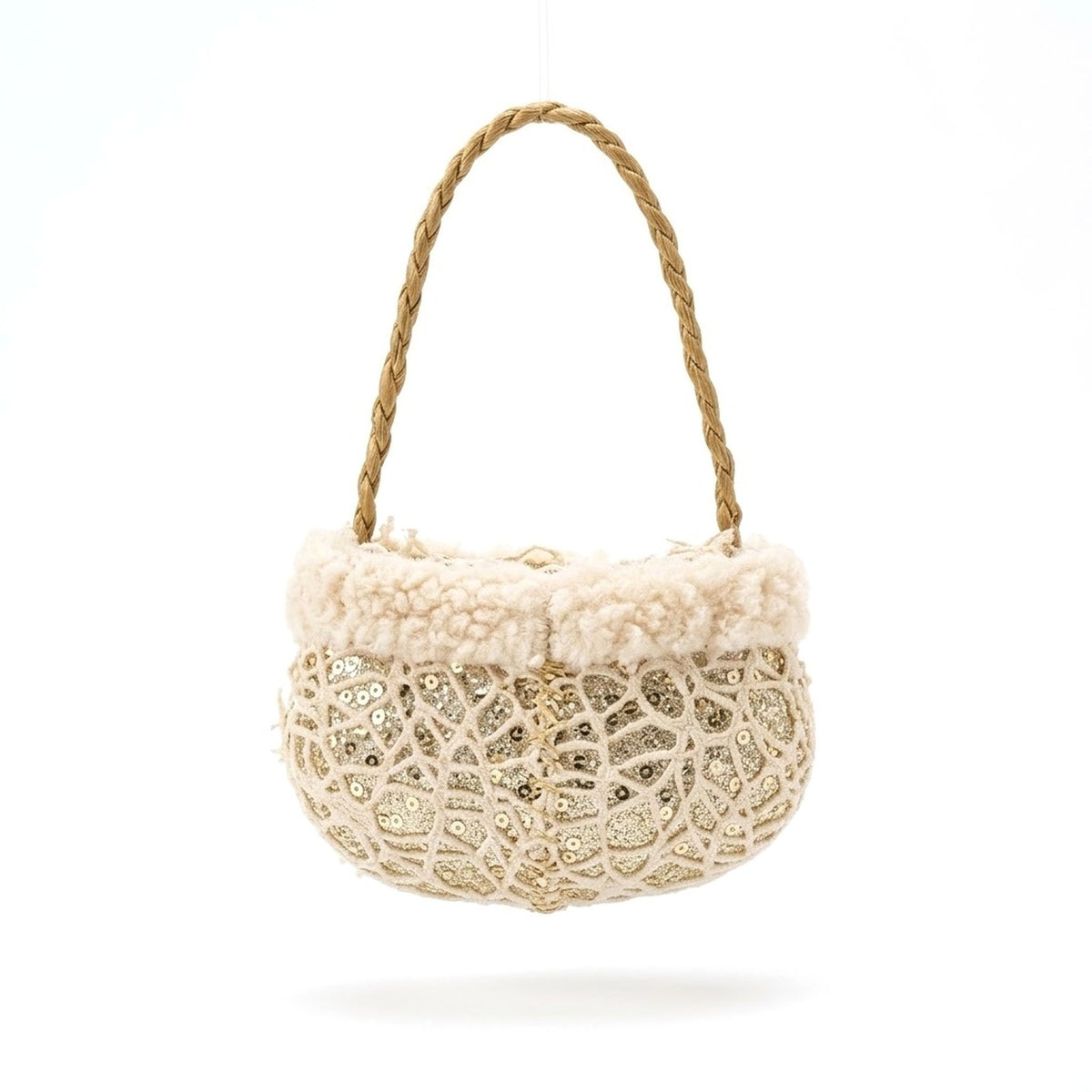 Champagne Lace Christmas Ornament – Tree, Handbag, Santa Hat, Boot or Mitten Hanging Decoration