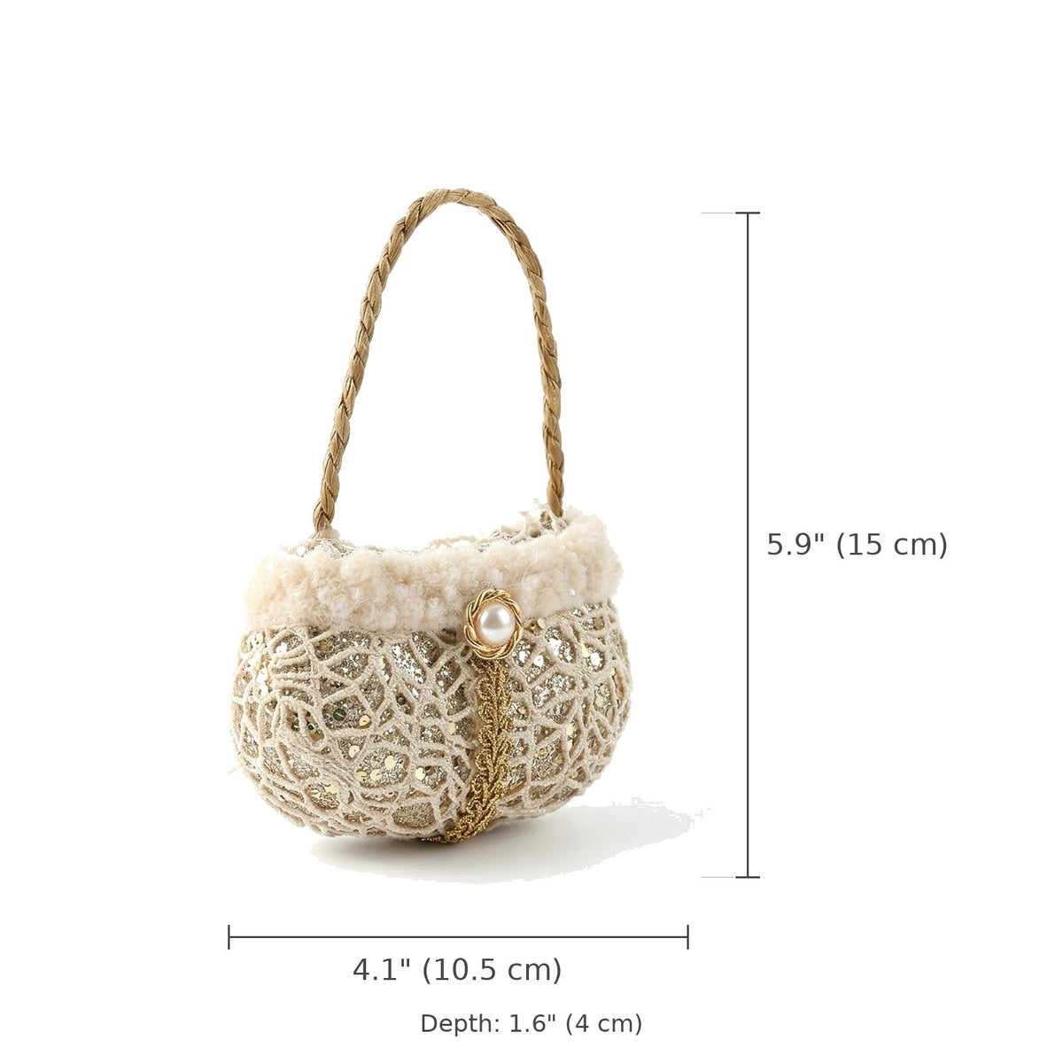 Champagne Lace Christmas Ornament – Tree, Handbag, Santa Hat, Boot or Mitten Hanging Decoration