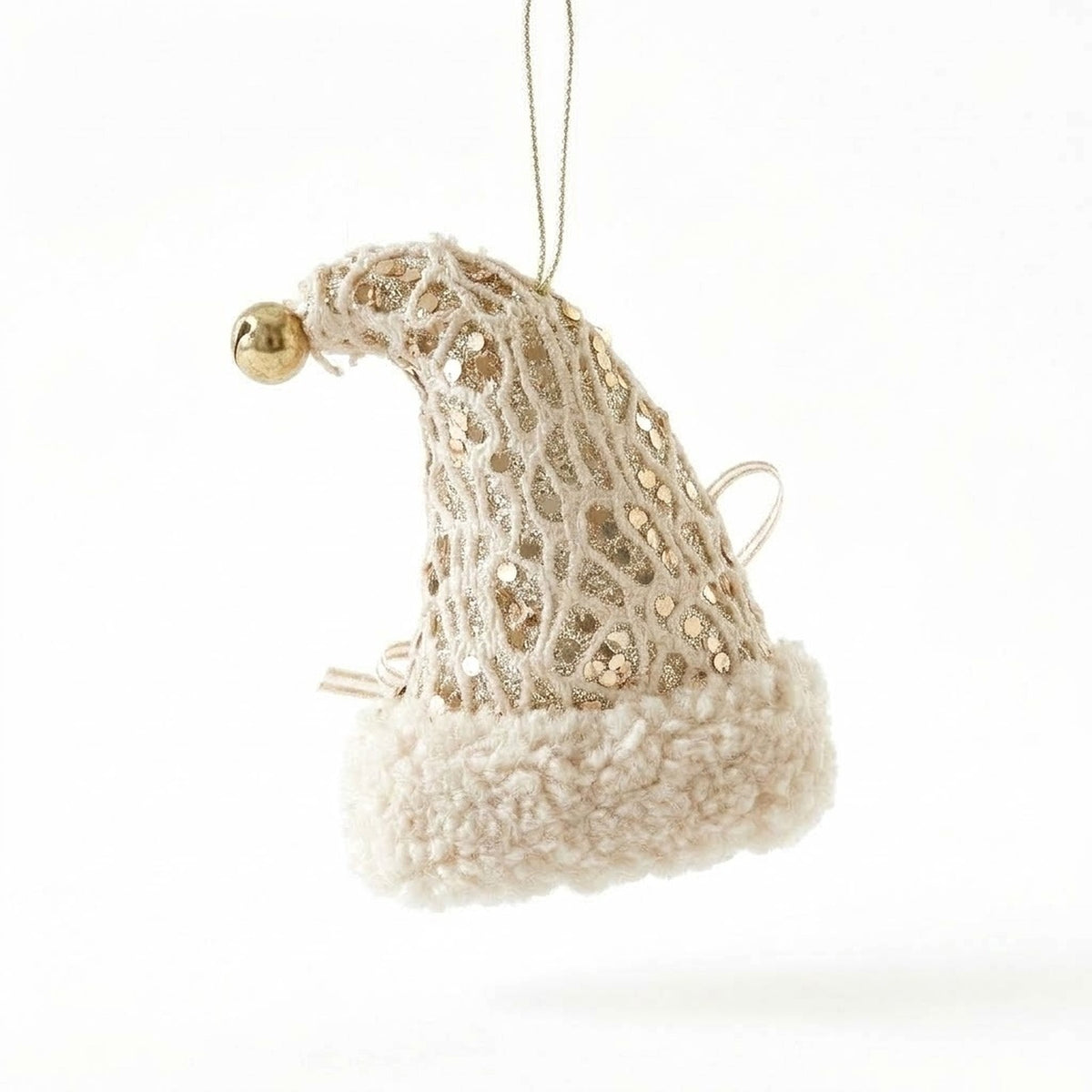 Champagne Lace Christmas Ornament – Tree, Handbag, Santa Hat, Boot or Mitten Hanging Decoration