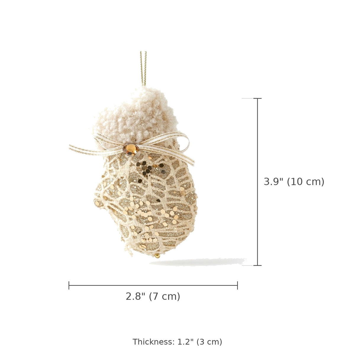 Champagne Lace Christmas Ornament – Tree, Handbag, Santa Hat, Boot or Mitten Hanging Decoration