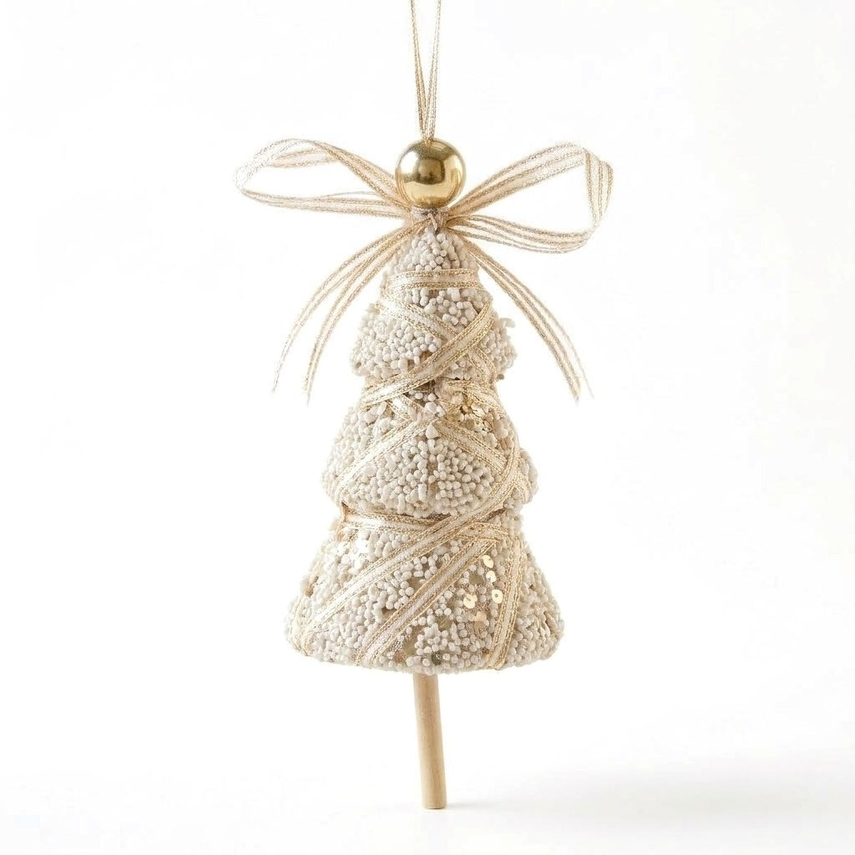 Champagne Lace Christmas Ornament – Tree, Handbag, Santa Hat, Boot or Mitten Hanging Decoration