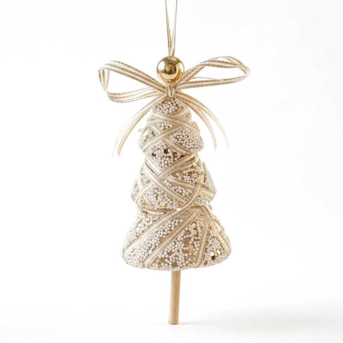 Champagne Lace Christmas Ornament – Tree, Handbag, Santa Hat, Boot or Mitten Hanging Decoration