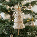 Champagne Lace Christmas Ornament – Tree, Handbag, Santa Hat, Boot or Mitten Hanging Decoration