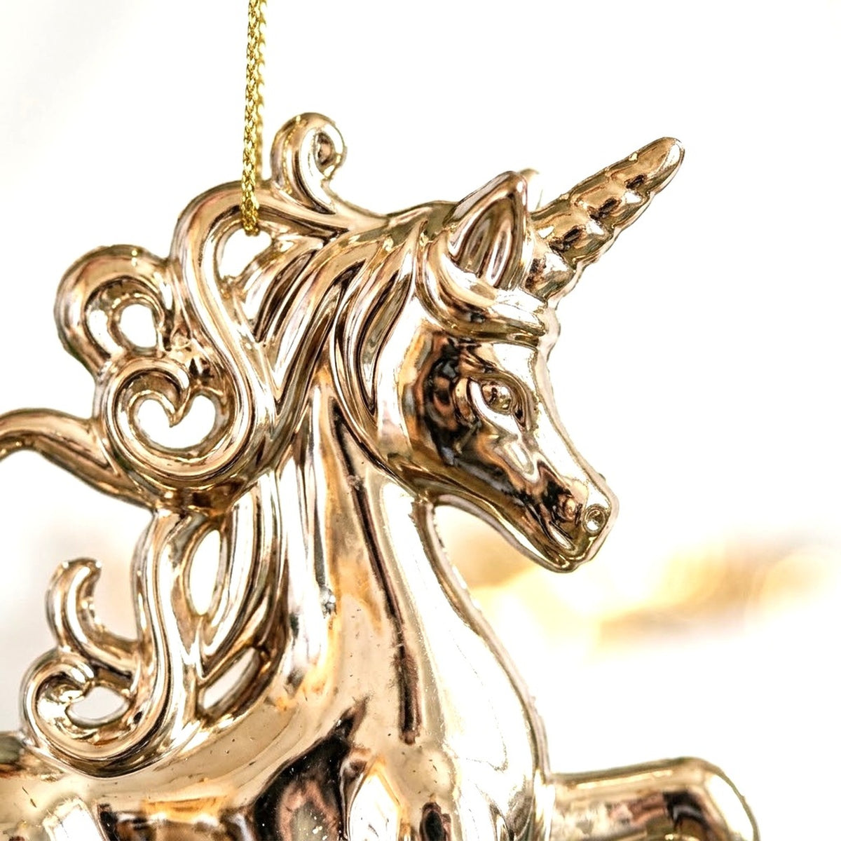 Gold Electroplated Christmas Ornament – Unicorn, Fairy or Reindeer Hanging Tree Decoration