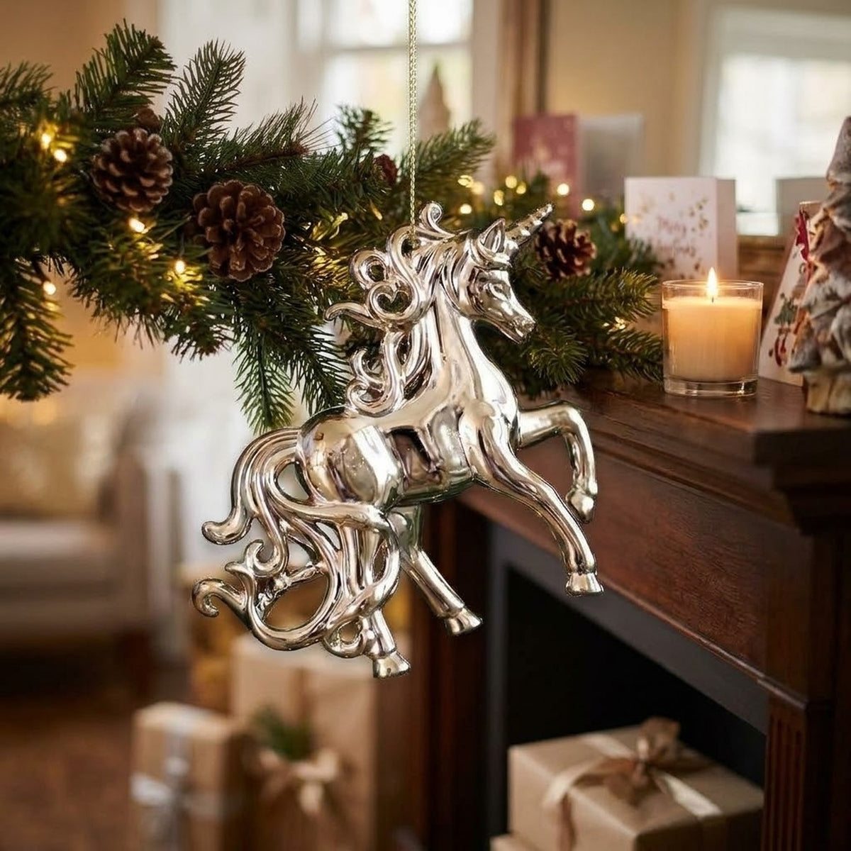 Gold Electroplated Christmas Ornament – Unicorn, Fairy or Reindeer Hanging Tree Decoration