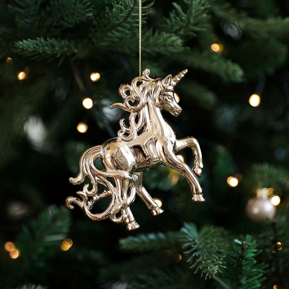 Gold Electroplated Christmas Ornament – Unicorn, Fairy or Reindeer Hanging Tree Decoration