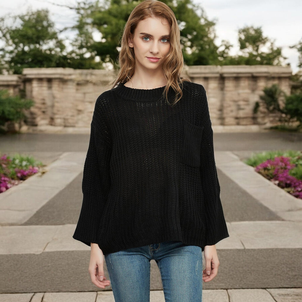 Anna-Kaci Women's Loose Knit Long Sleeve Pullover Sweater with Relaxed Fit