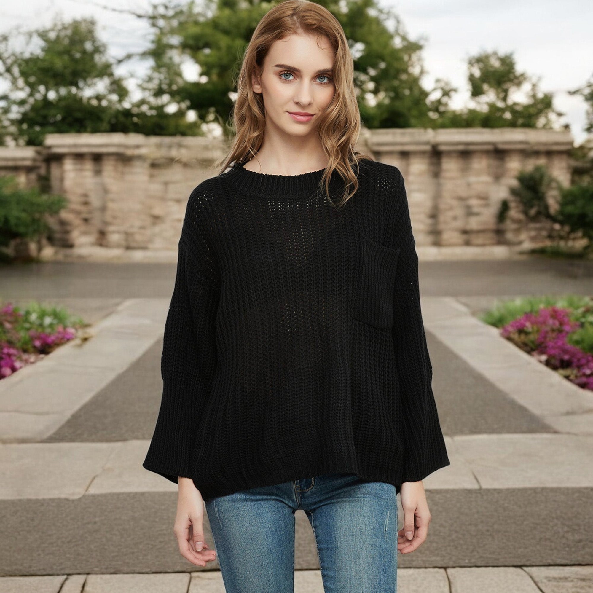 Anna-Kaci Women's Loose Knit Long Sleeve Pullover Sweater with Relaxed Fit