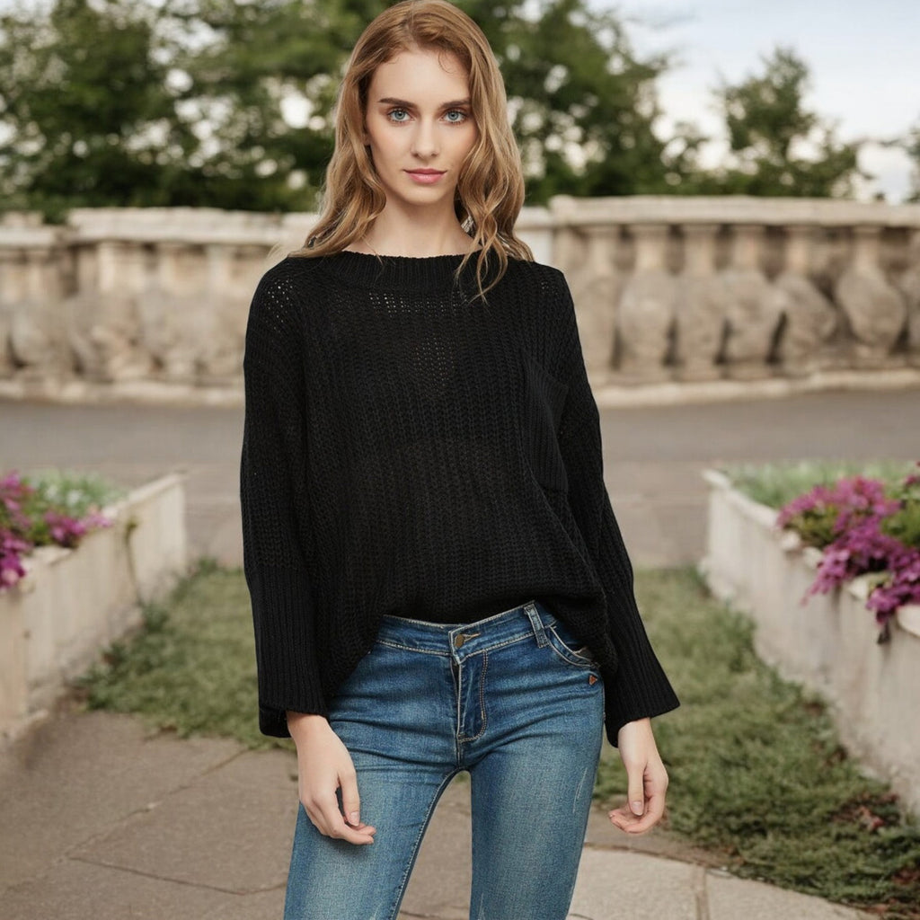 Anna-Kaci Women's Loose Knit Long Sleeve Pullover Sweater with Relaxed Fit