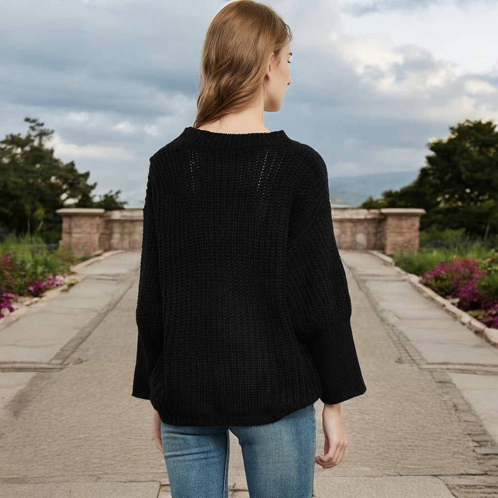 Anna-Kaci Women's Loose Knit Long Sleeve Pullover Sweater with Relaxed Fit