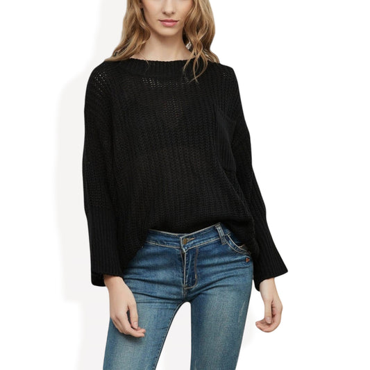 Anna-Kaci Women's Loose Knit Long Sleeve Pullover Sweater with Relaxed Fit