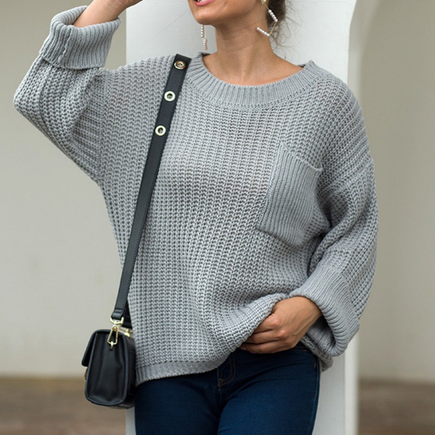 Anna-Kaci Women's Loose Knit Long Sleeve Pullover Sweater with Relaxed Fit