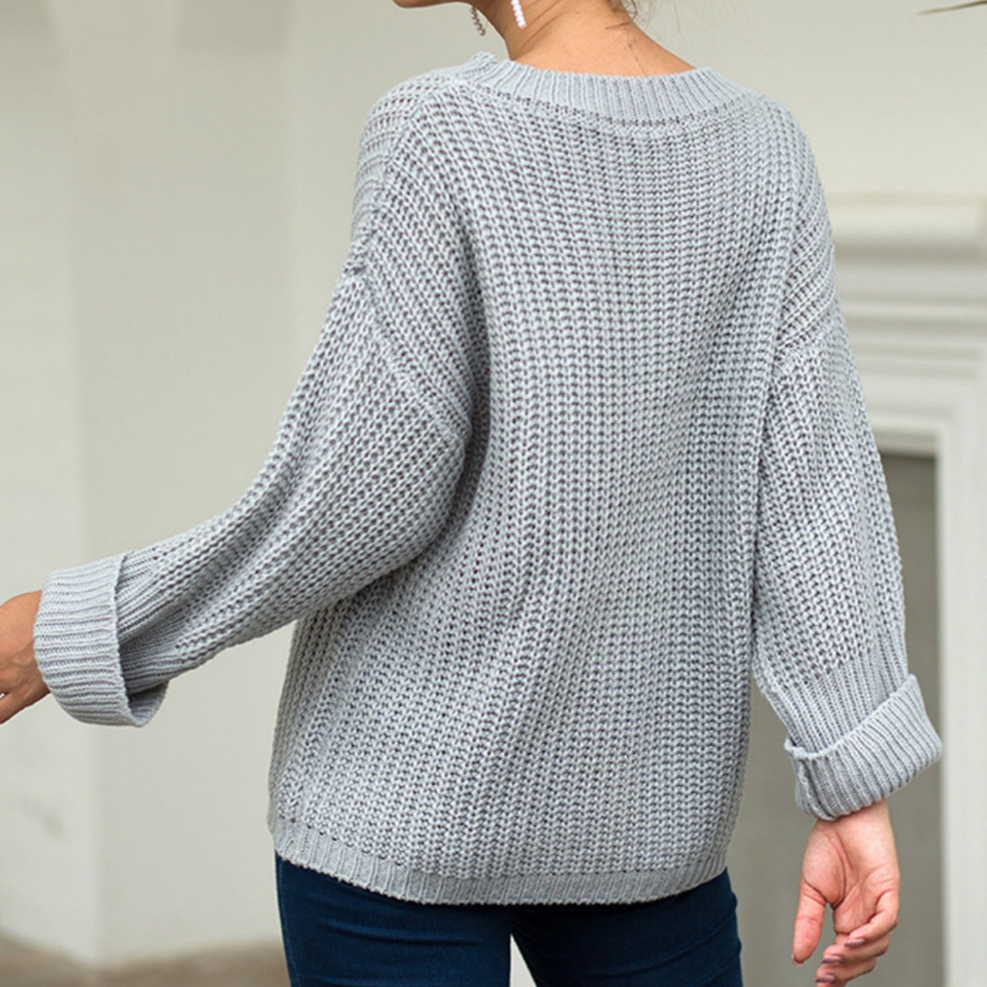 Anna-Kaci Women's Loose Knit Long Sleeve Pullover Sweater with Relaxed Fit