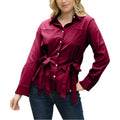 Anna-Kaci Women's Long Sleeve Button Down Shirt with Front Chest Pockets and Adjustable Side Tie Accents