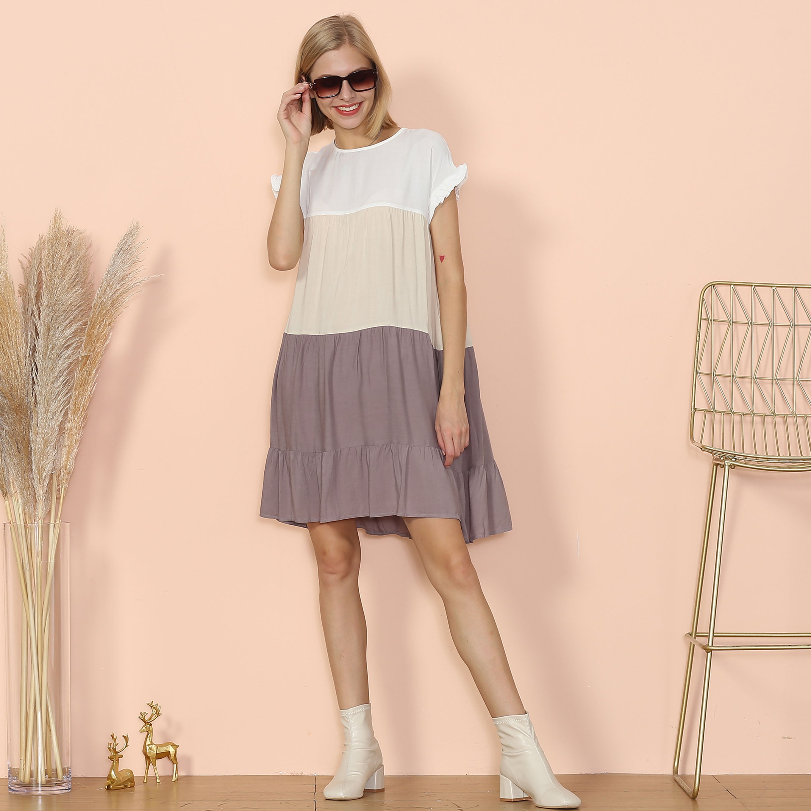 Vestido de colores con volantes