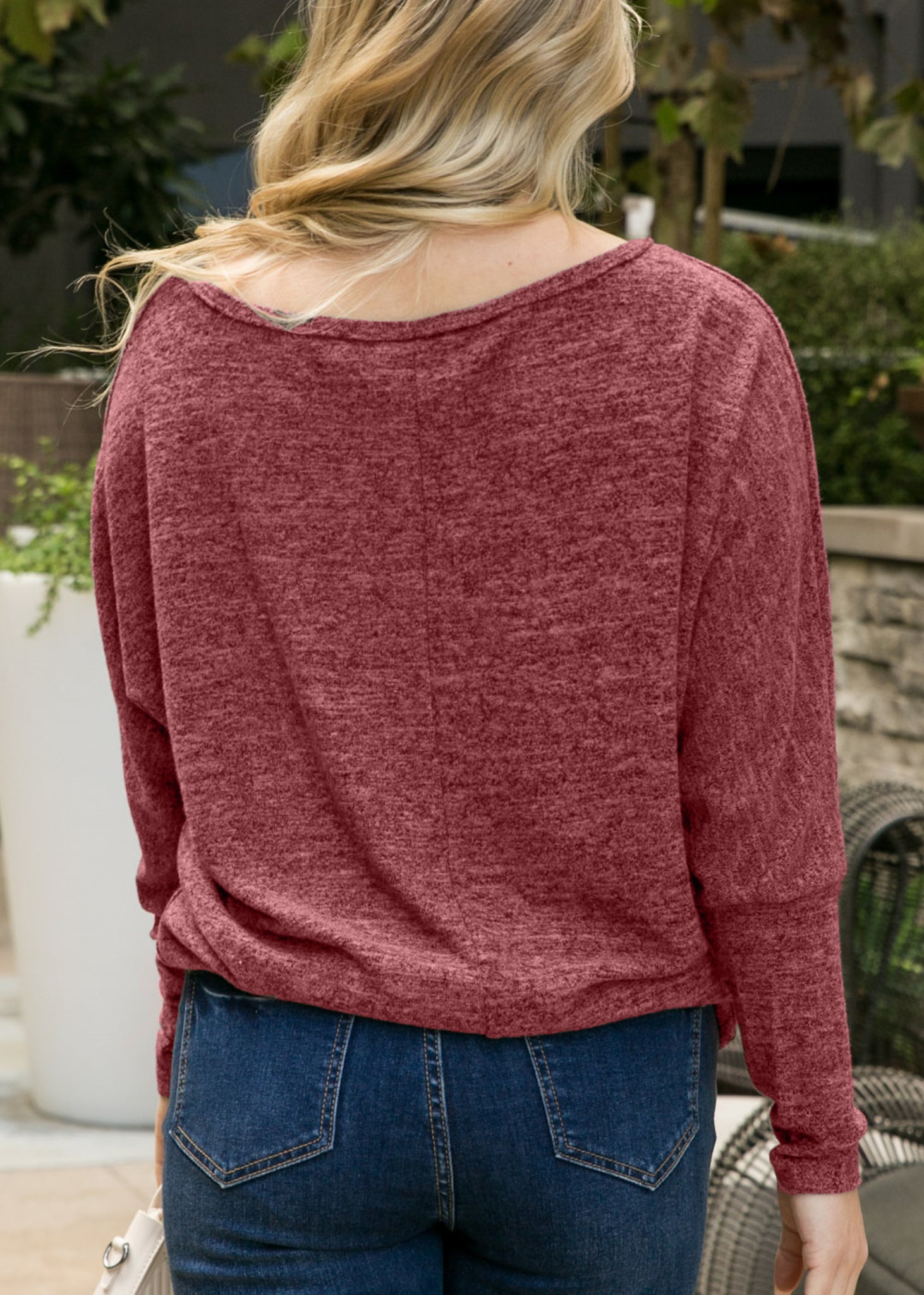 Jersey de cuello barco de punto jaspeado