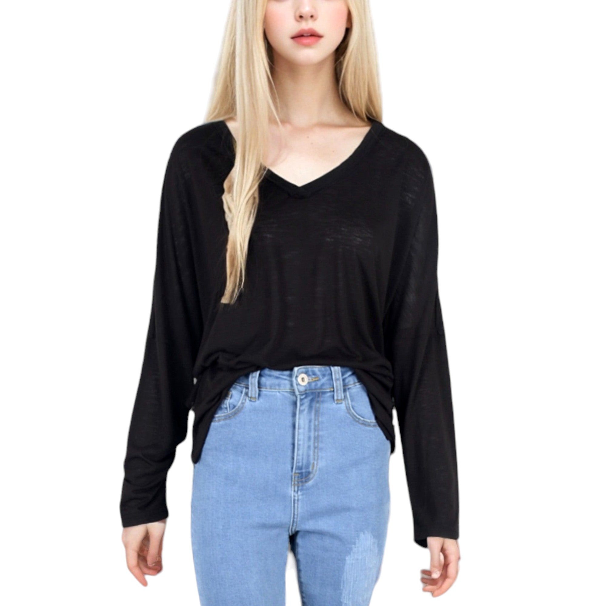 Anna-Kaci Women's V-neck Long Sleeve Tee