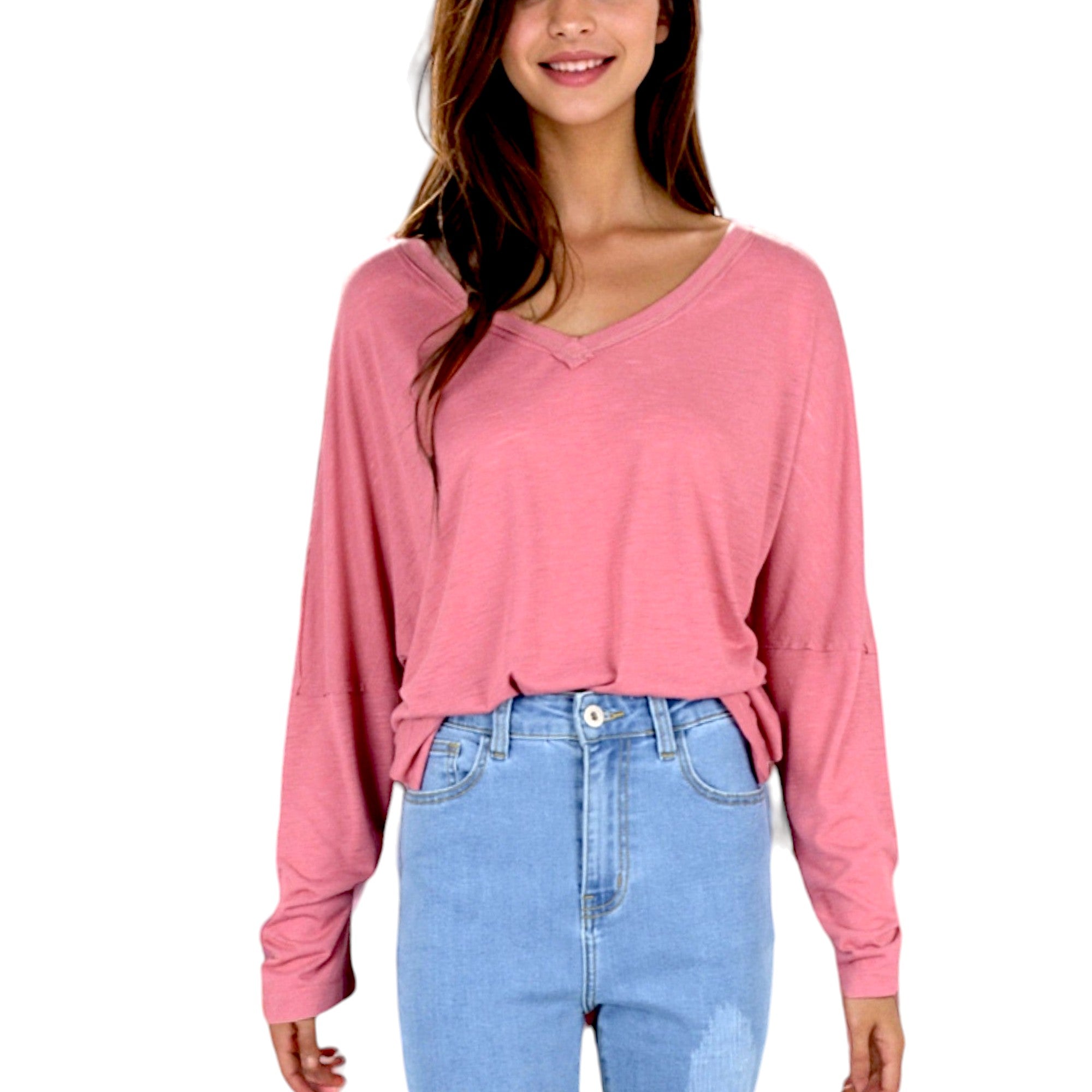 Anna-Kaci Women's V-neck Long Sleeve Tee