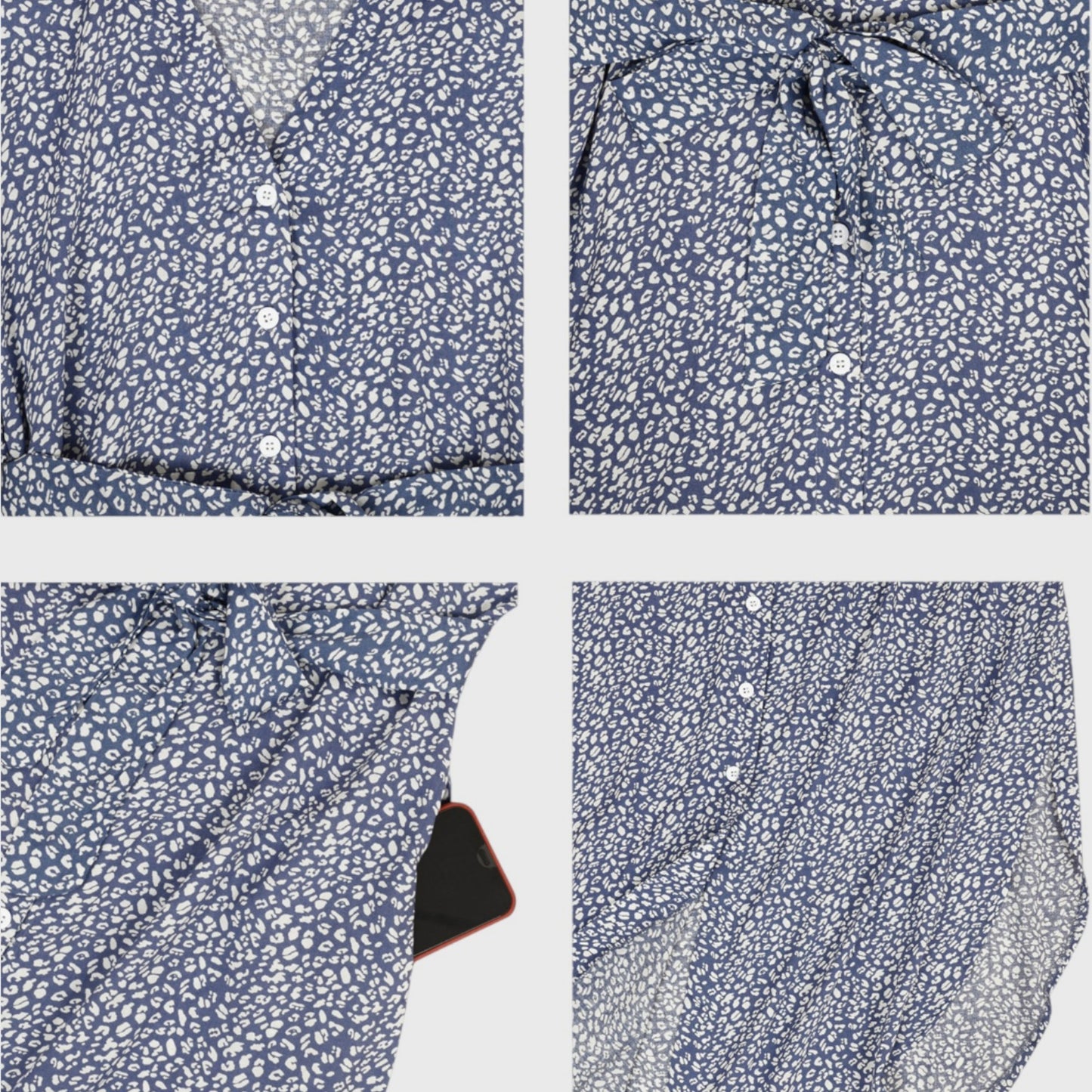 Anna-Kaci Women's Long Sleeve Button Front Midi Dress with Waist Tie and Side Slit