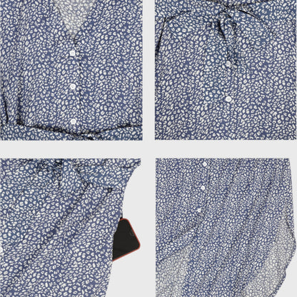 Anna-Kaci Women's Long Sleeve Button Front Midi Dress with Waist Tie and Side Slit