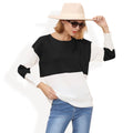 Anna-Kaci Women's Long Sleeve Color Block Pullover Top with Ribbed Crew Neck and Relaxed Fit
